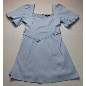 Lulus Women’s Blue Floral Cottagecore Puff Sleeve Mini Dress Square Neck Size M